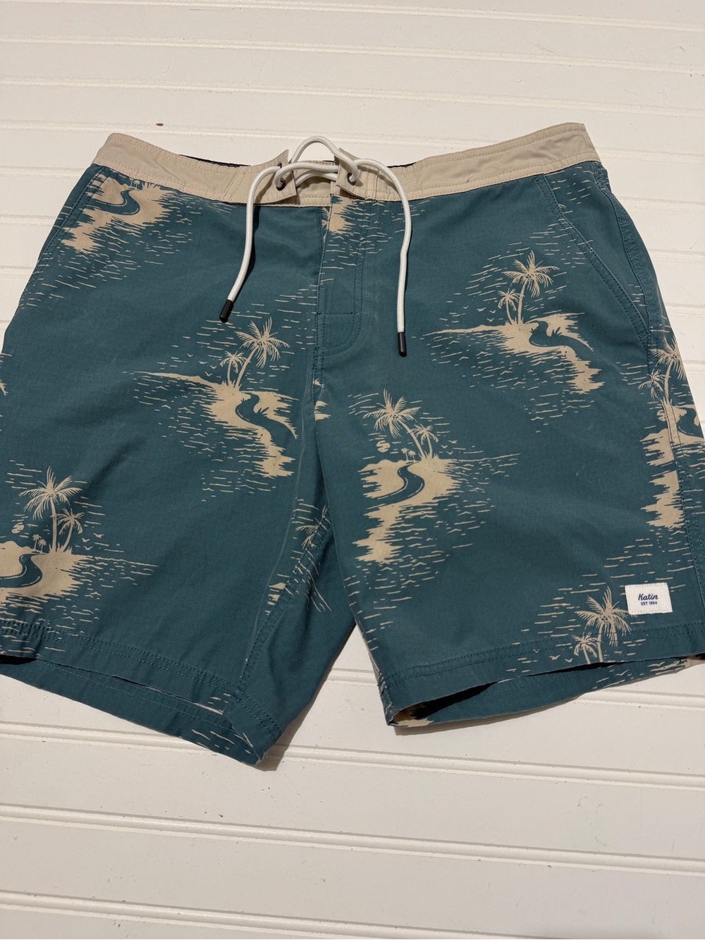 Katin Men's Palm Tree Print Board Shorts - Recycled 4-Way Stretch Surf Trunks